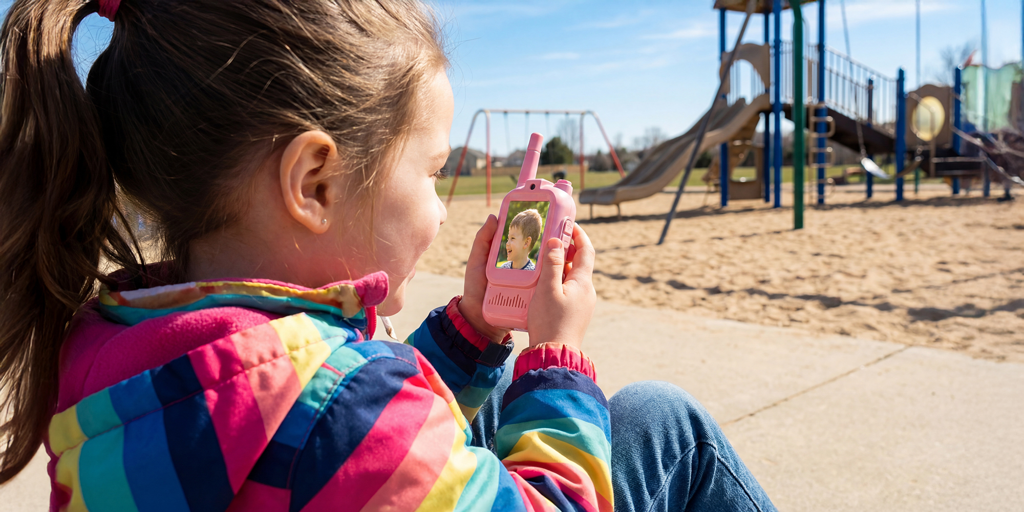 Krótkofalówka wideo Redleaf walkie-talkie WT2 - niebieska, różowa